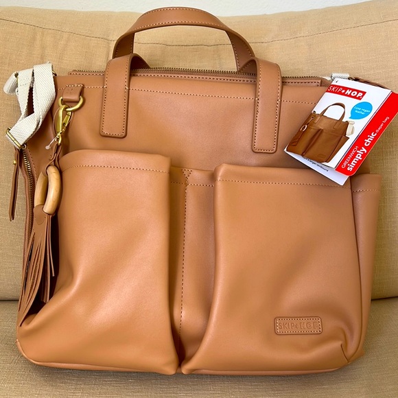 Skip Hop Handbags - Skip Hop Greenwich Diaper Chic Tote In Caramel